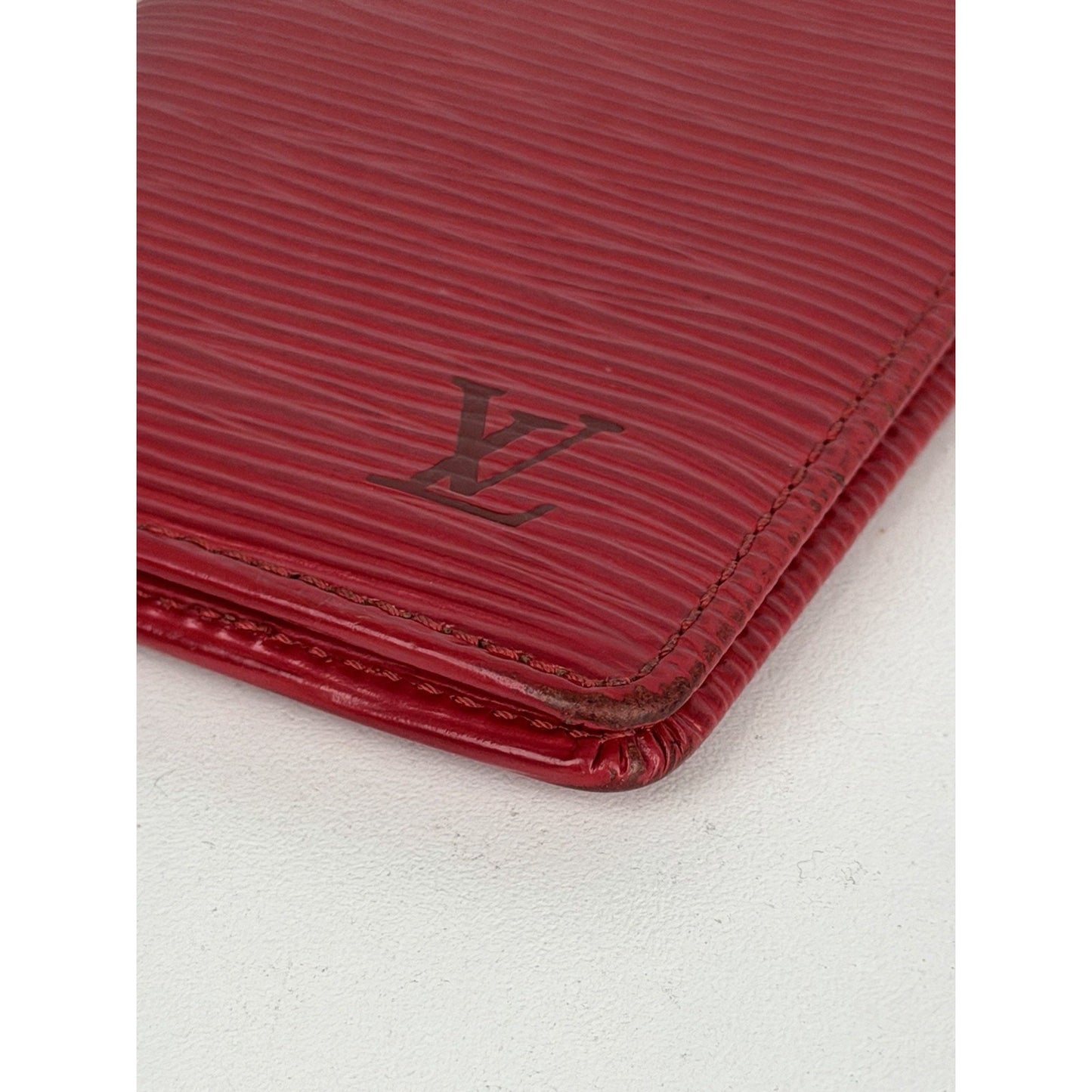 Louis Vuitton Pocket Organizer Card Holder Wallet Red Epi Leather 2005