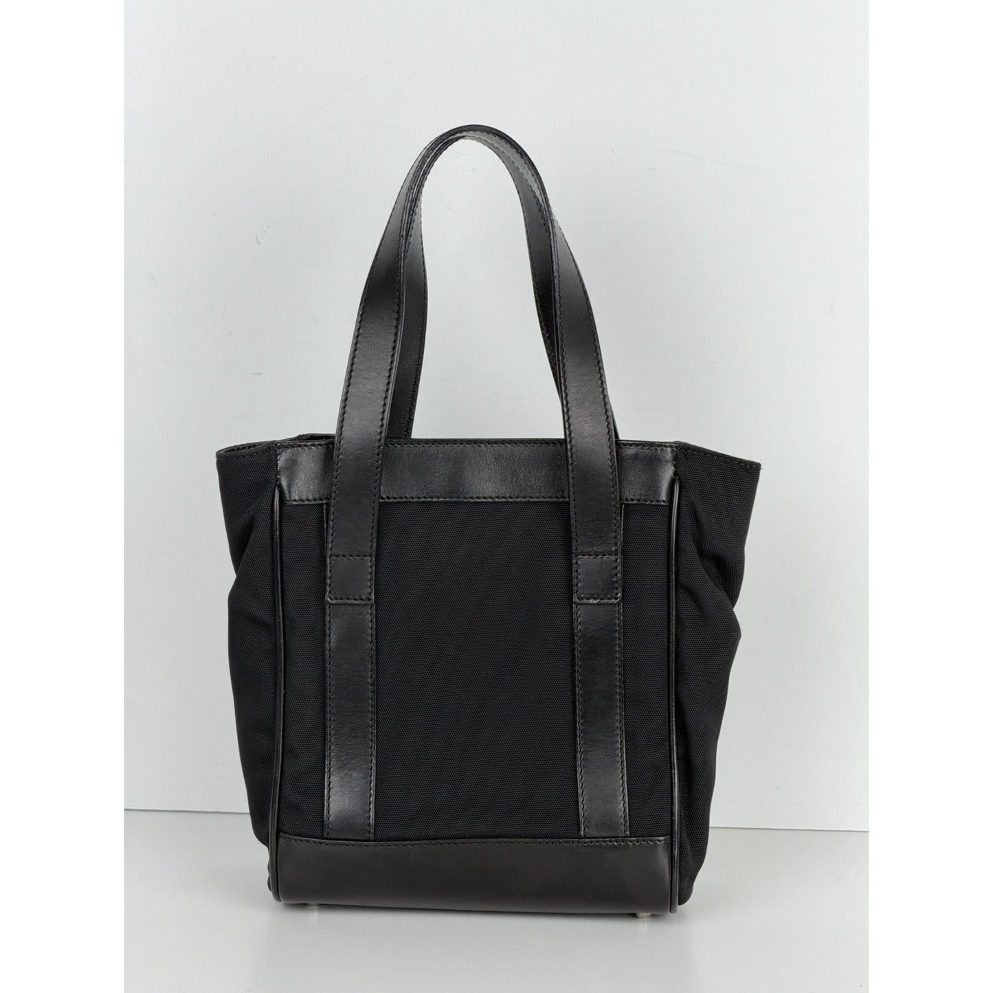 Gucci Nylon and Leather Tote Bag in Black with Metal Charm Vintage S04
