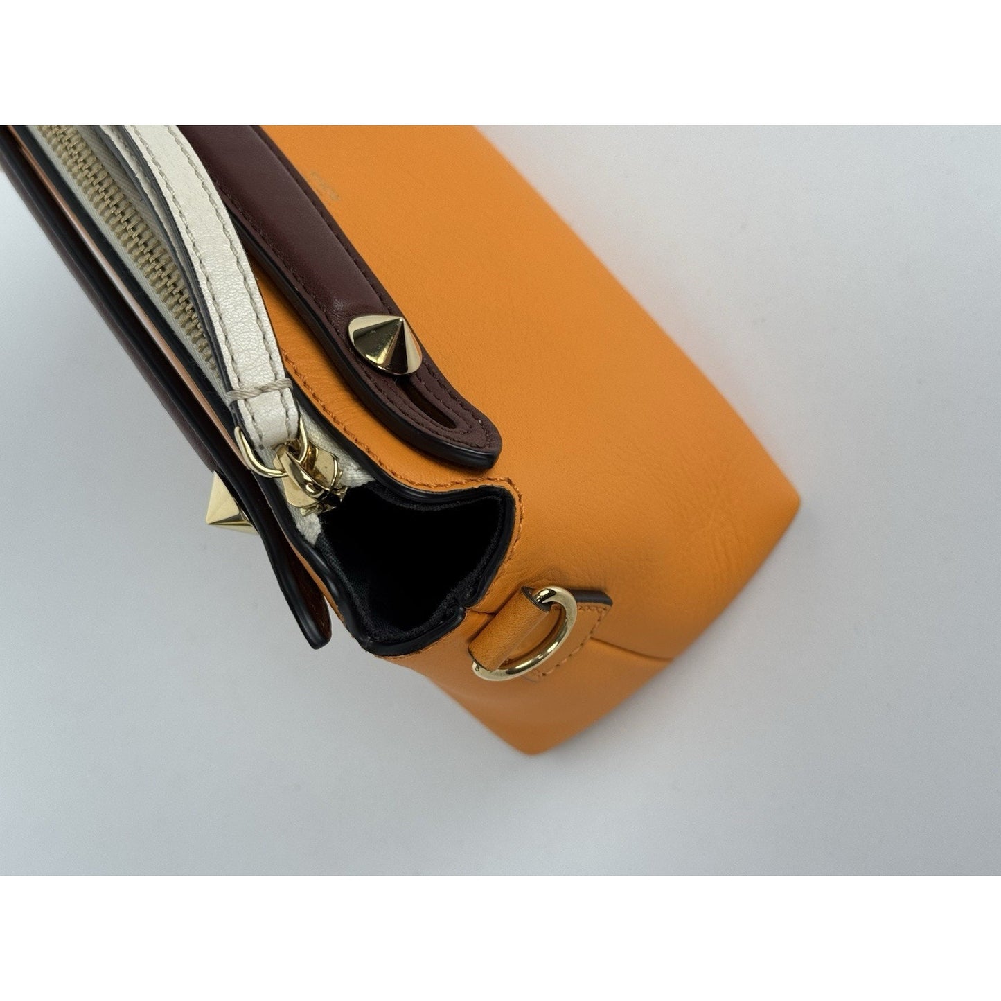 Fendi By The Way Leather Handbag Orange and Brown D-1