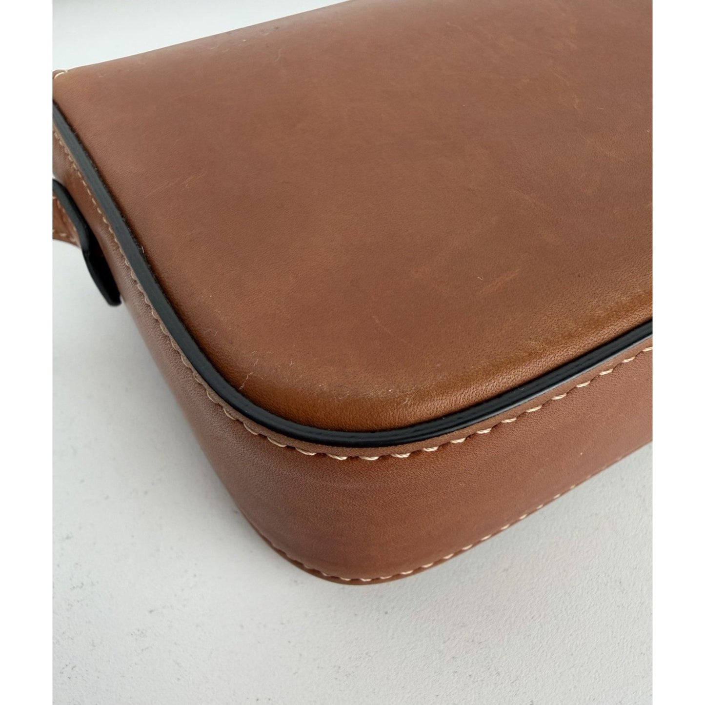 Celine Triomphe Claude Shoulder Bag in Natural Calfskin Leather Gold Hardware C5