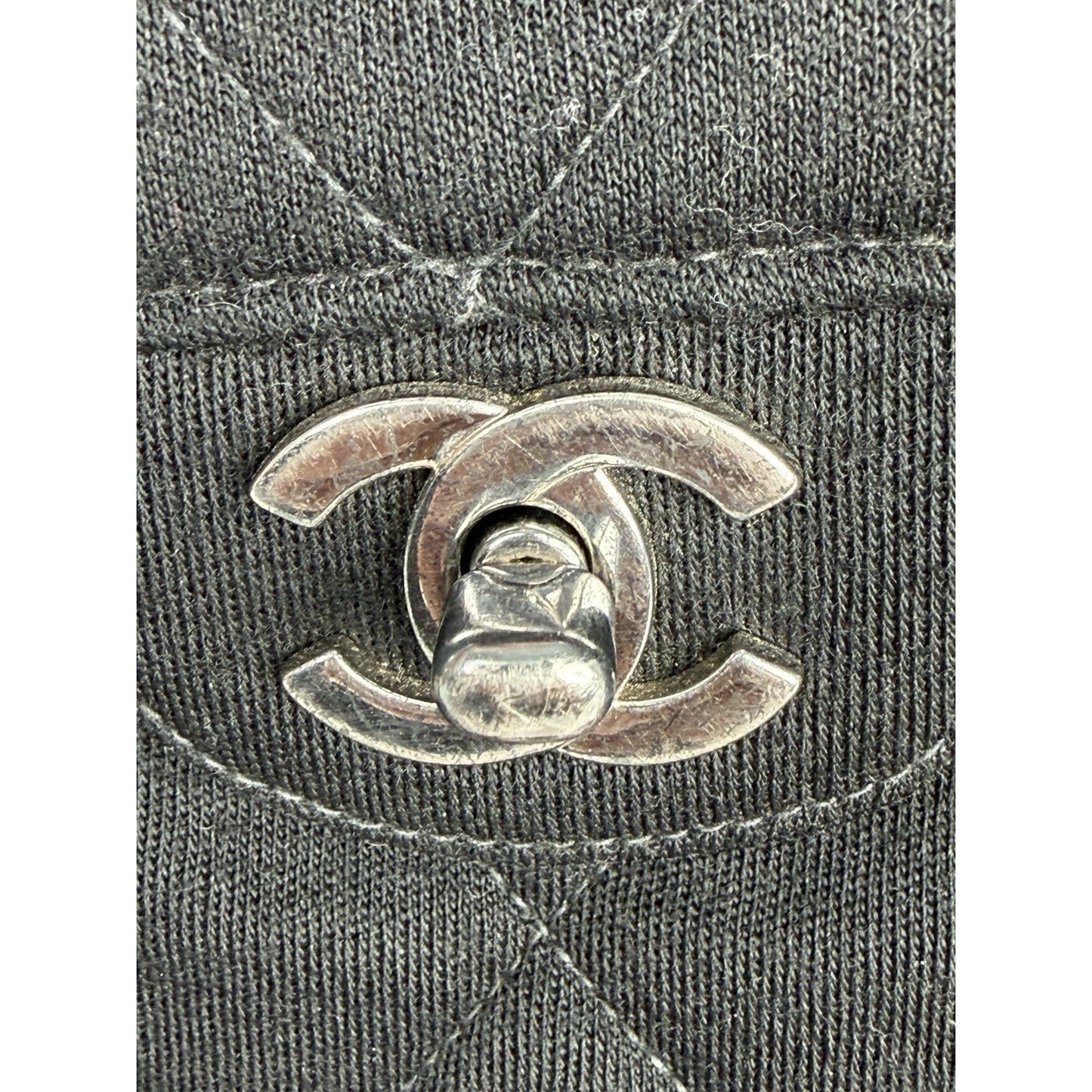 Chanel Black Cotton Two Side Flap Quilted Shoulder Bag Interlocking CC 1996-1997