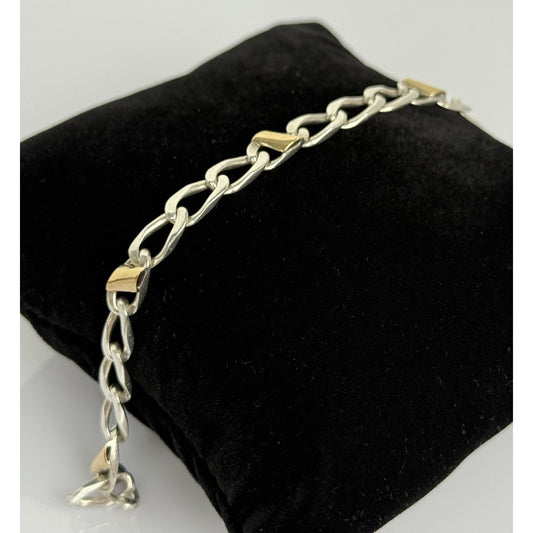 Tiffany & Co. Two Tone 18K Yellow Gold & Sterling Silver Cuban Link Bracelet 7.5