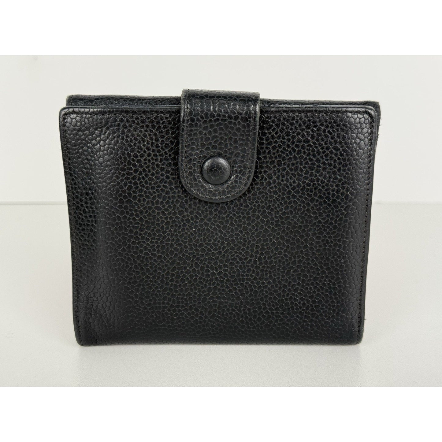 Chanel Vintage Timeless CC Compact Black Caviar Leather Women's Wallet