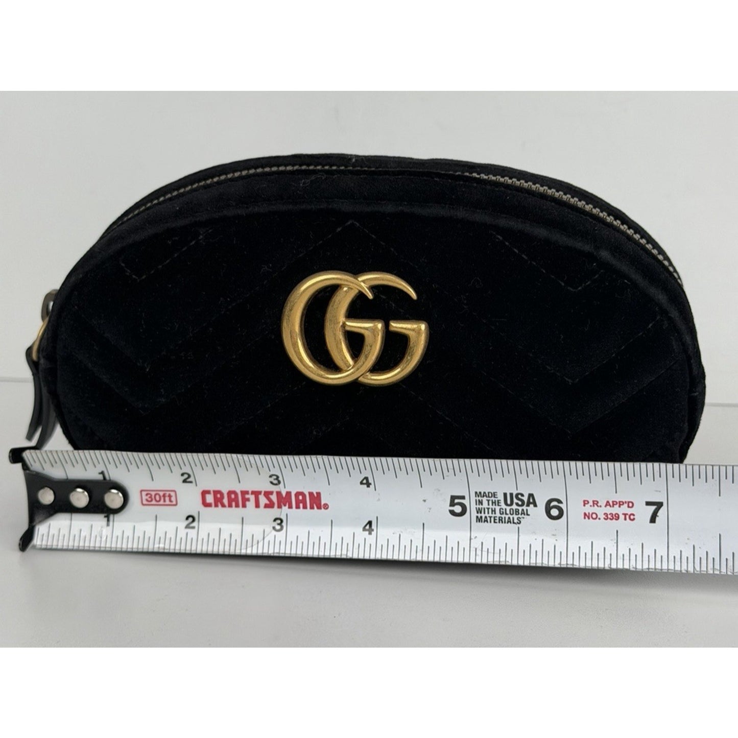 Gucci GG Marmont Belt Bag Plush Black Matelasse Velvet & Gold-Tone Hardware S16
