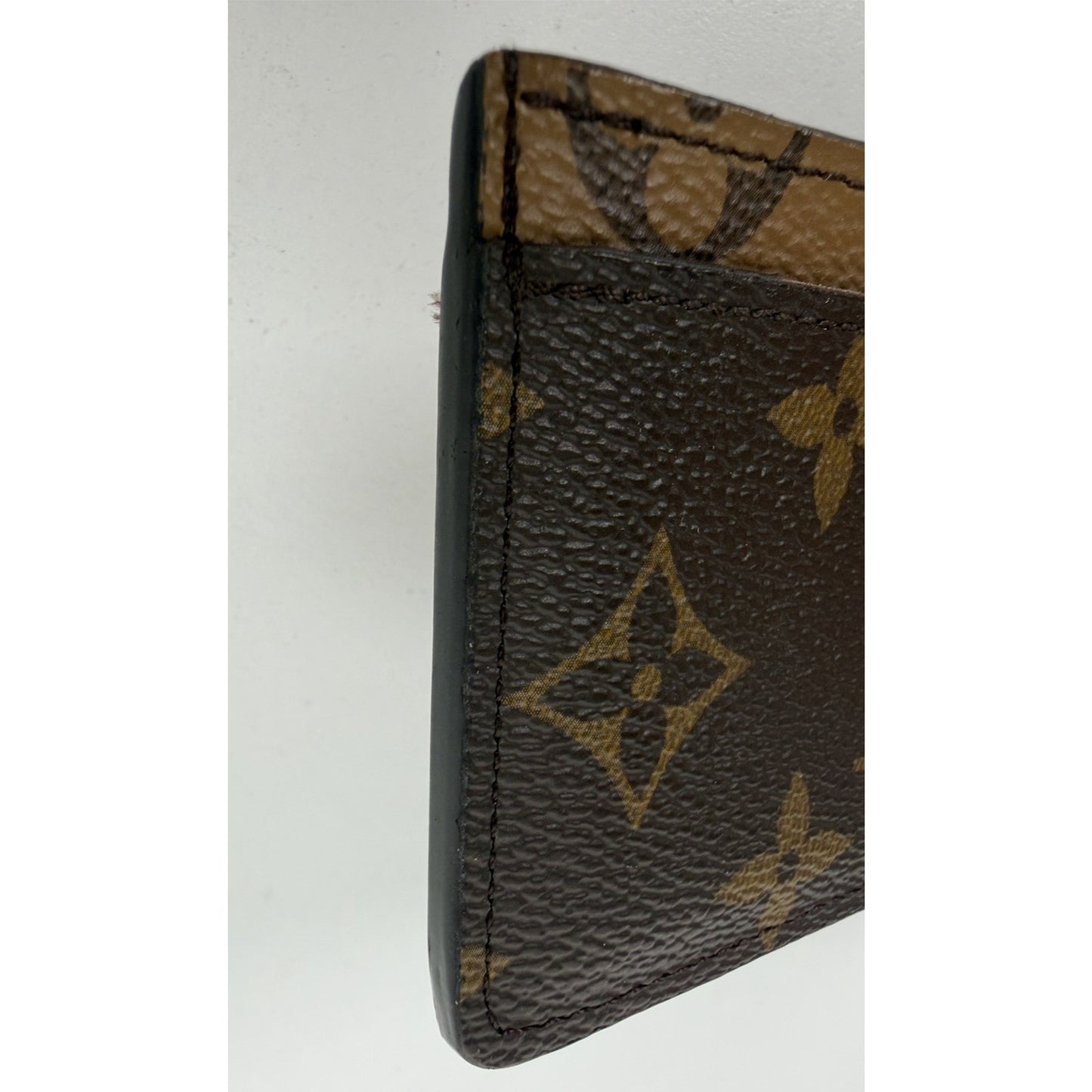 Louis Vuitton Reverse Monogram Card Holder Brown Coated Canvas NFC S11