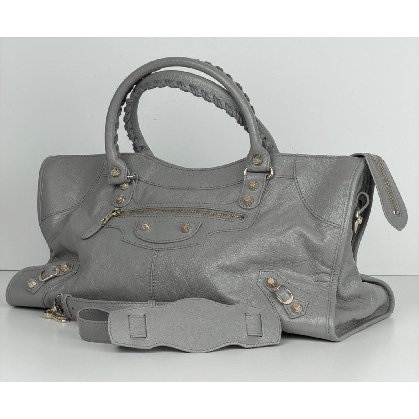 Balenciaga Agneau Lambskin Giant 12 Part Time Shoulder Bag in Gray B5