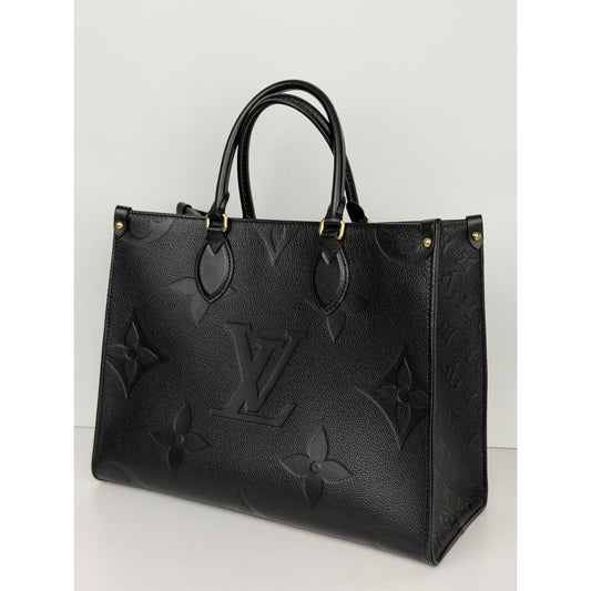 Louis Vuitton OnTheGo MM Tote Bag Black Monogram Empreinte Leather NFC C4