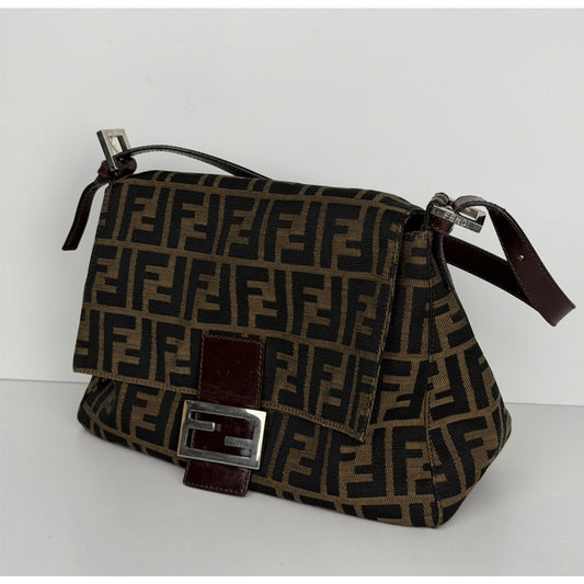 Fendi Zucca Mama Baguette Tobacco Medium Shoulder Bag in Brown Canvas E1