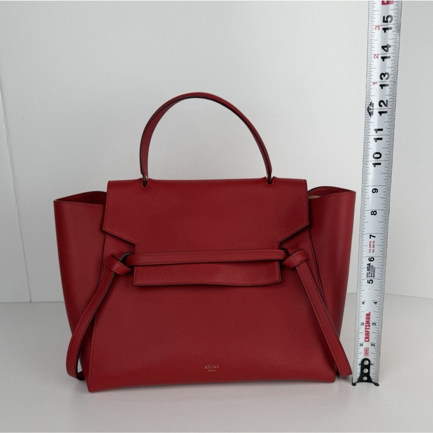 Celine by Phoebe Philo Mini Belt Bag in Red Textured Leather Knot Detail S