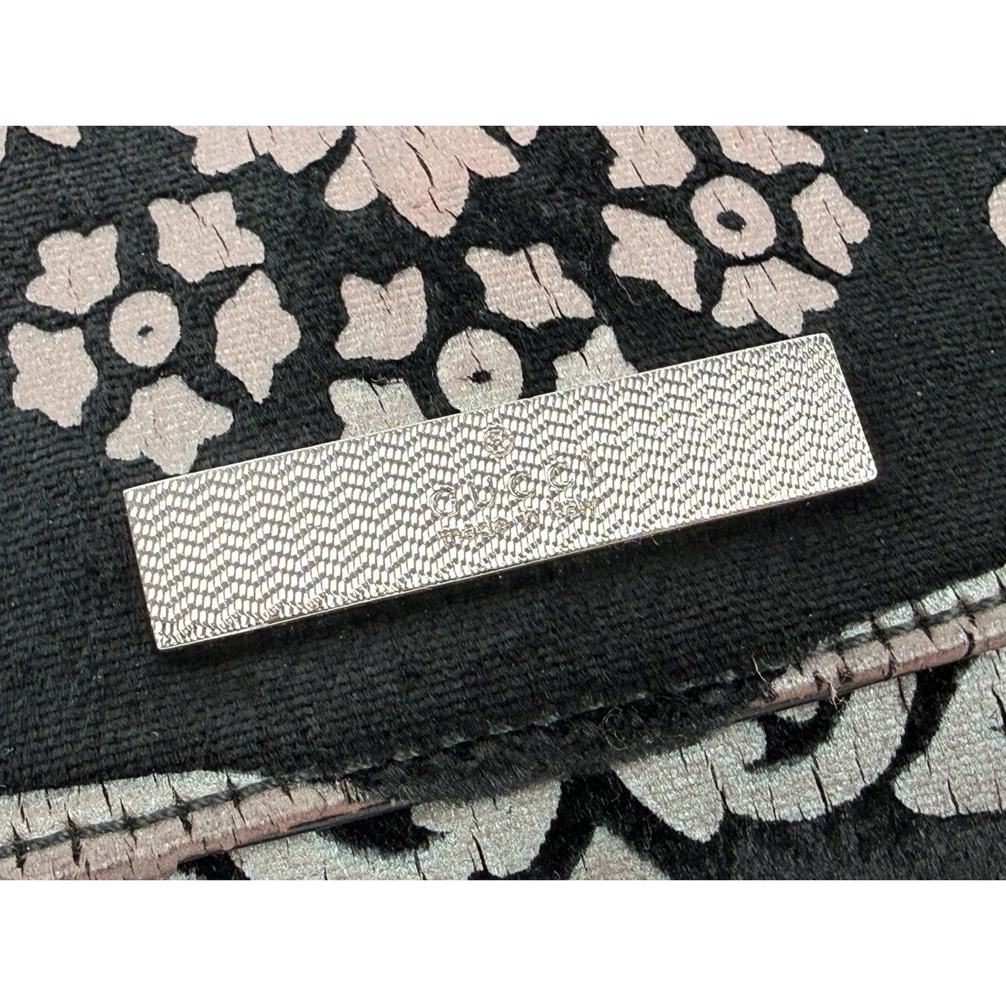 Gucci Vintage Velvet Devore Chain Black Shoulder Bag