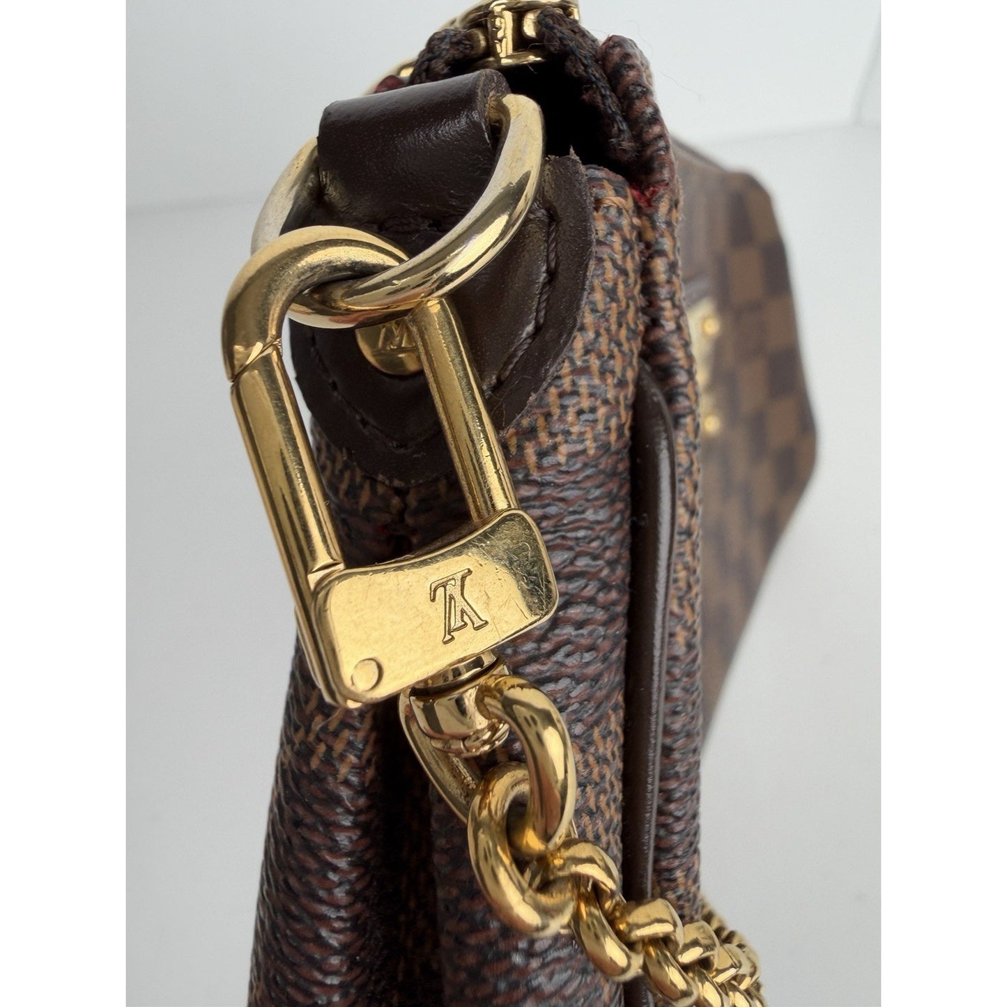Louis Vuitton Eva Clutch Bag in Brown Damier Ebene Coated Canvas 2015