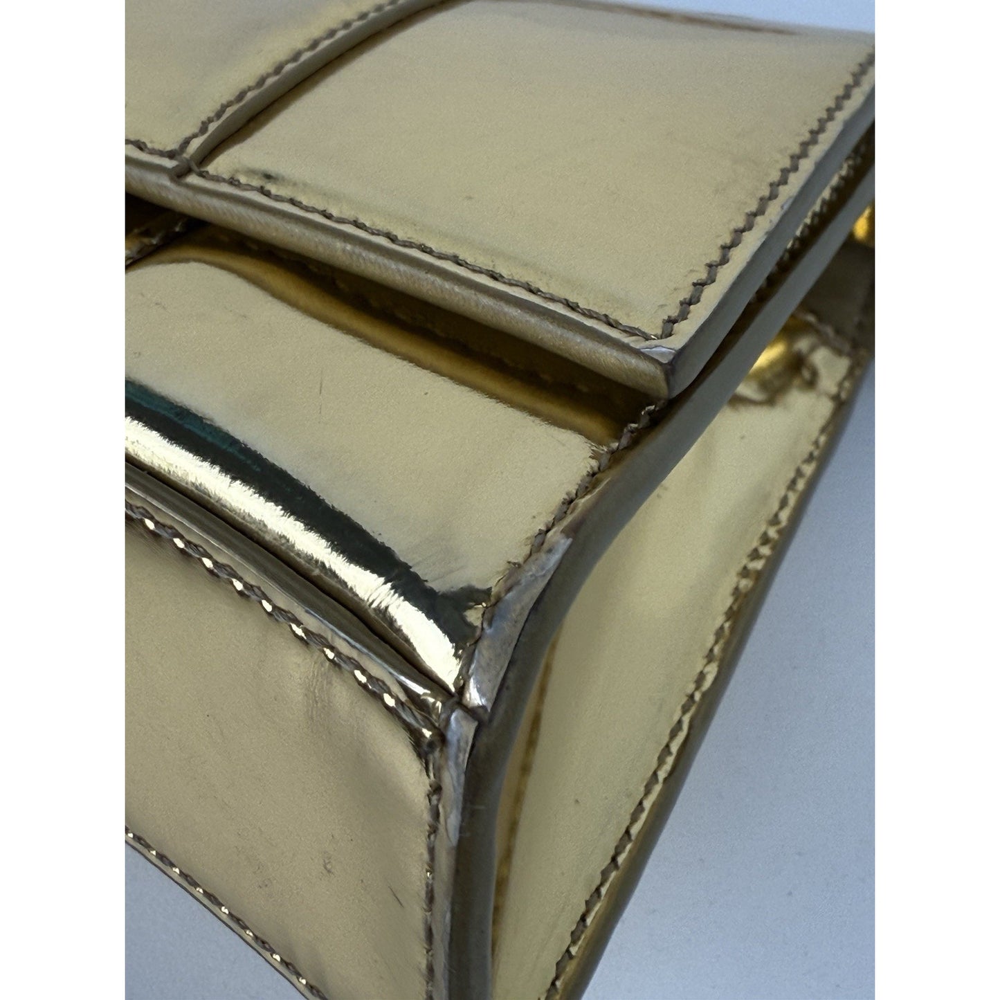 BALENCIAGA Hourglass Mirror Wallet On Chain Bag in Gold