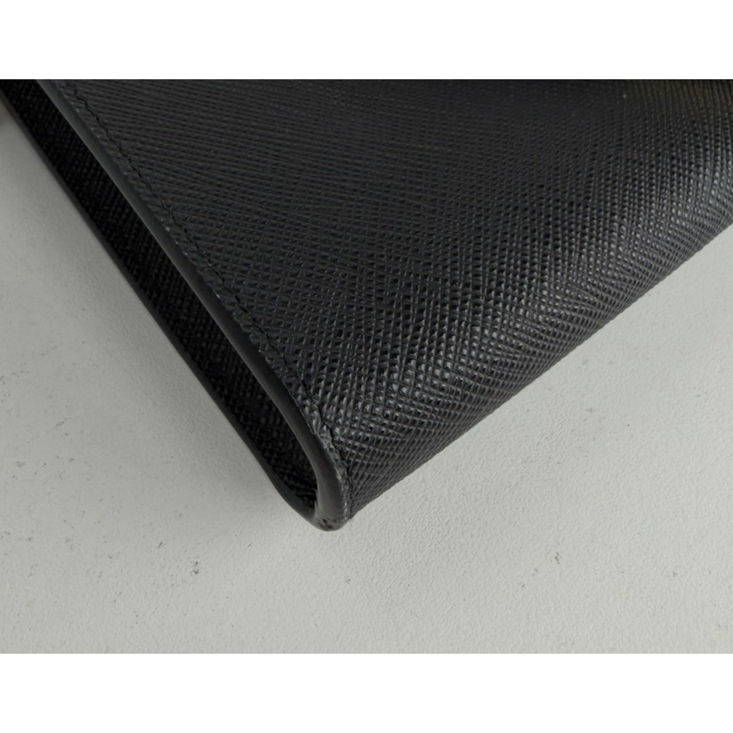 Prada Triangle Logo Plaque Envelope Chain Bag in Black Saffiano Leather NFC S11