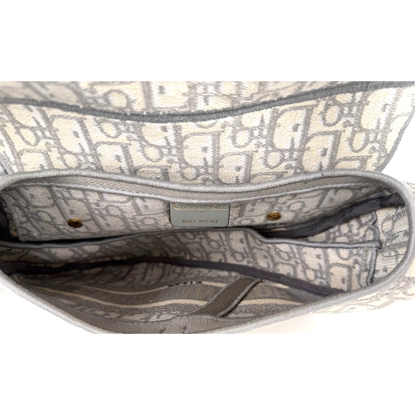 Christian Dior Oblique Embroidered Saddle Bag in Gray Canvas 2021 D8