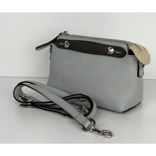 Fendi By The Way Handbag Mini Light Blue and Gray Leather with Etoupe DetailsS06