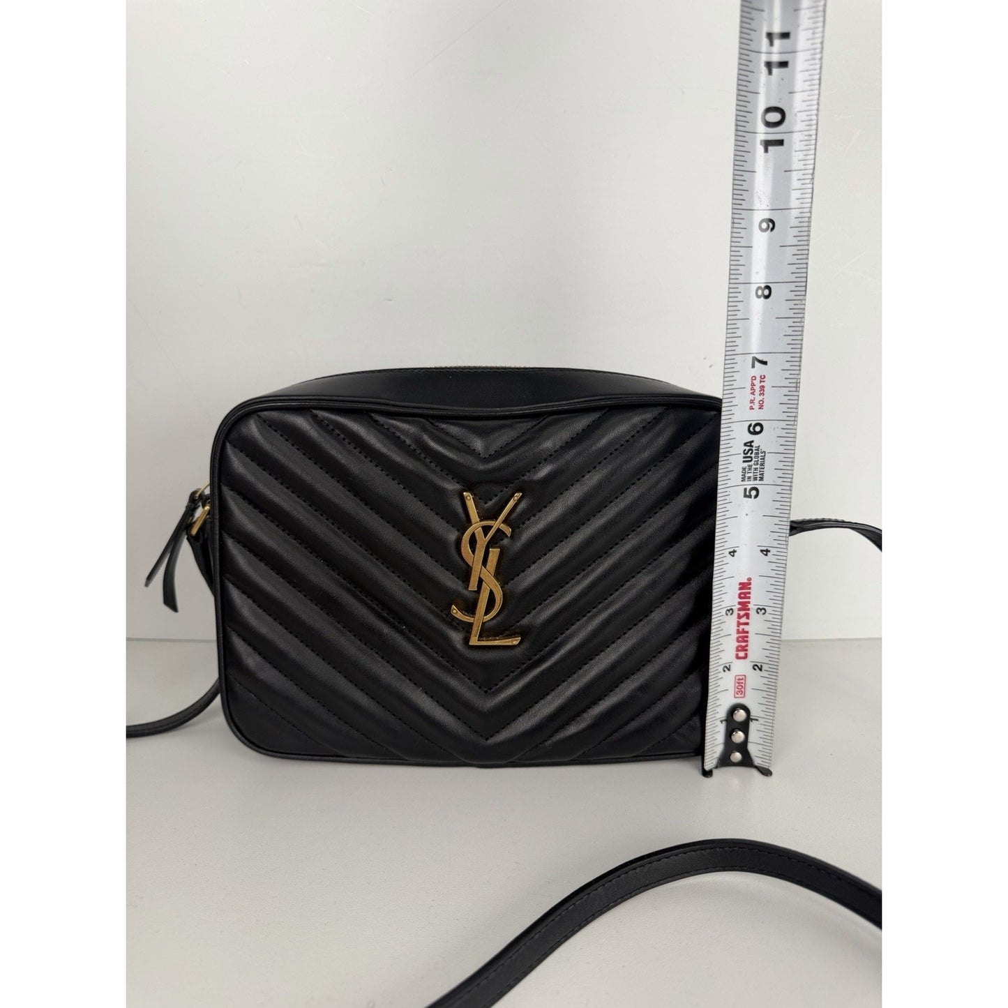 Saint Laurent Lou Camera Bag in Black Chevron Quilted Leather S11