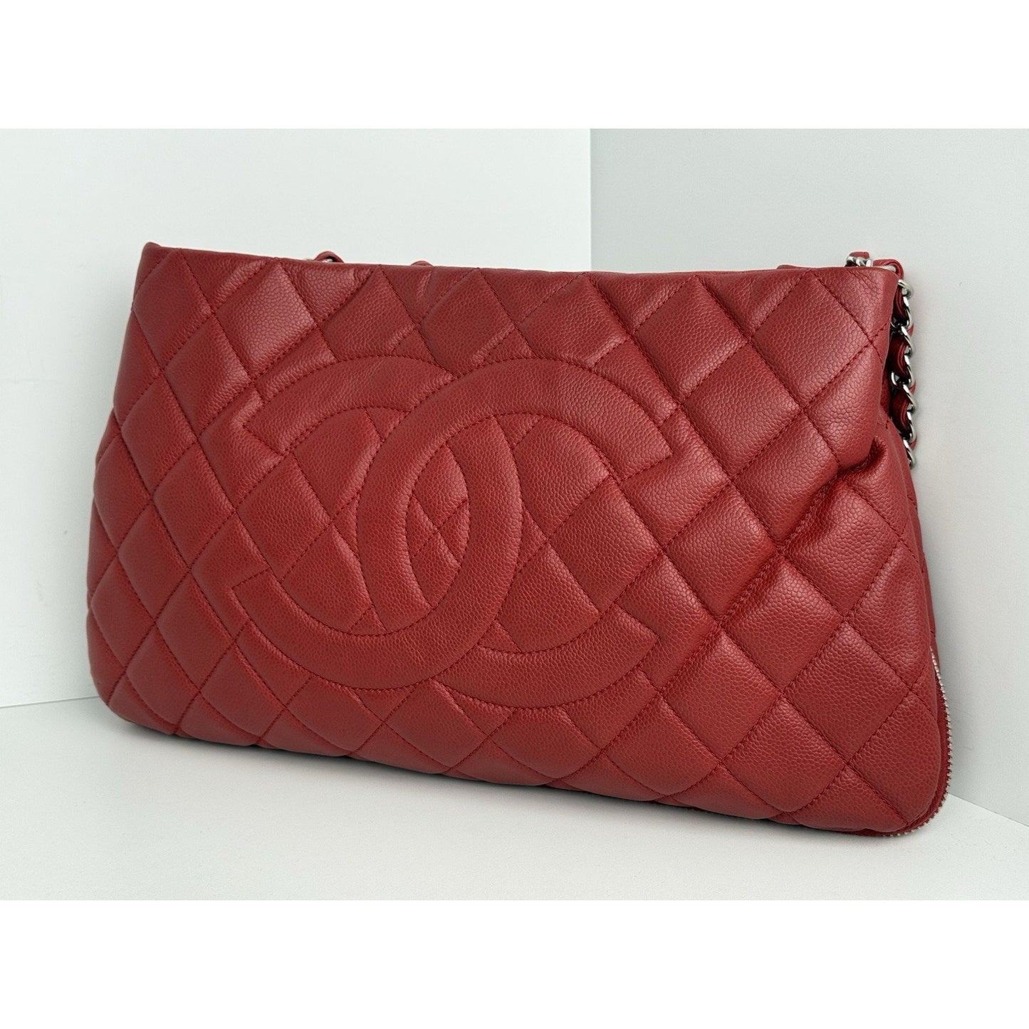 Chanel Timeless Petite Tote in Red Caviar Leather with Gold Hardware