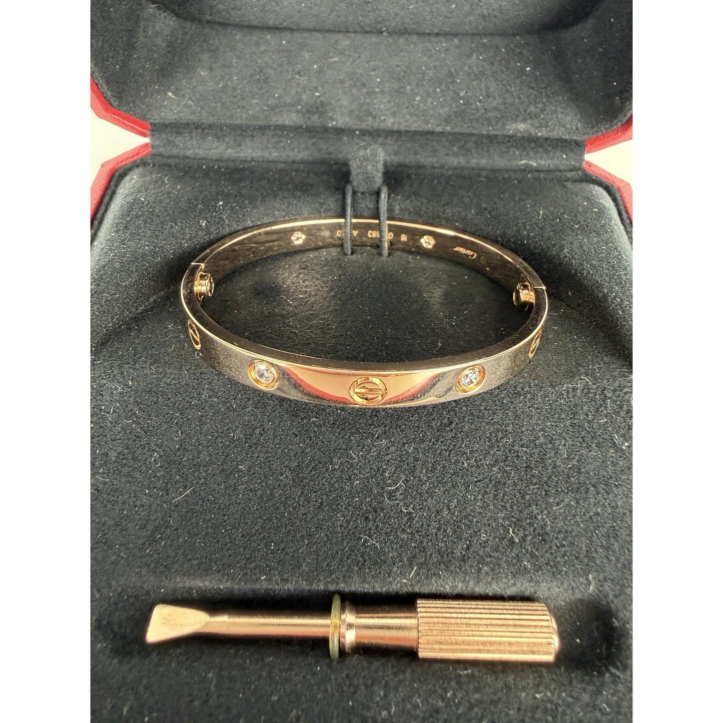 Cartier Love Bracelet in 18K Rose Gold with Diamonds Size 16