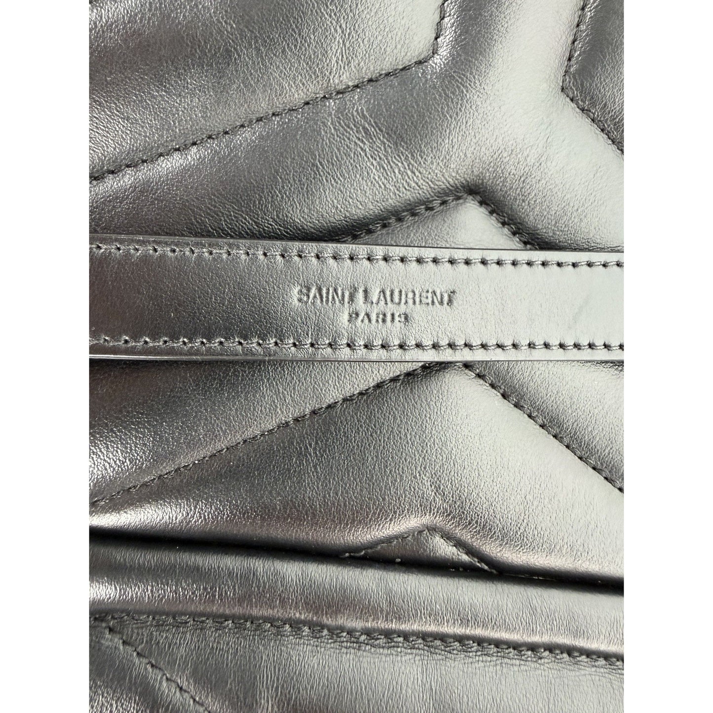 Saint Laurent Loulou Shoulder Bag Medium in Black Quilted Chevron Leather B-1