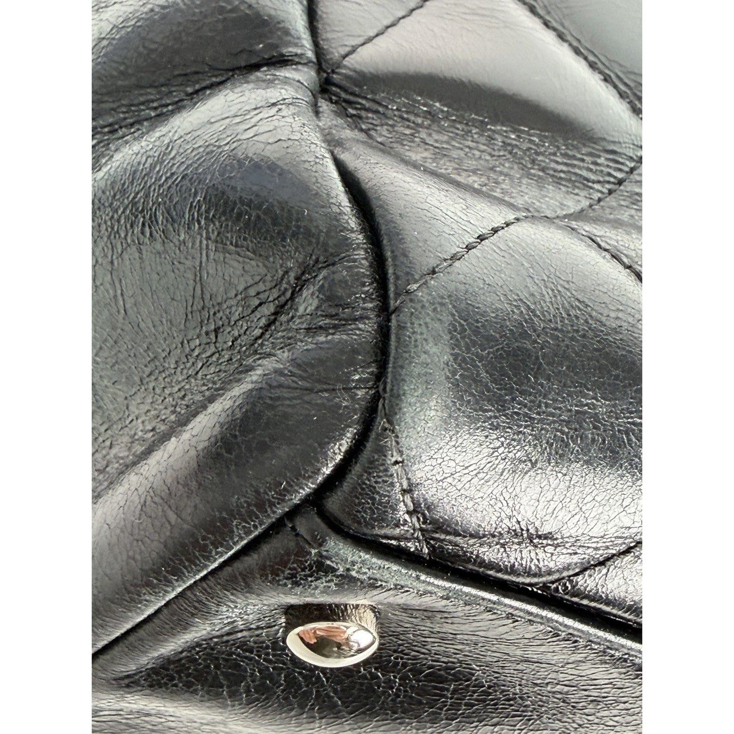 Chanel CC Delivery Tote Bag Large Black Quilted Glazed Leather 2015-2016 B6