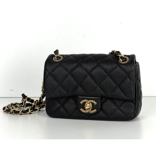 Chanel Quilted Mini Flap Bag in Black Grained Lambskin with Gold HW 2022 E8
