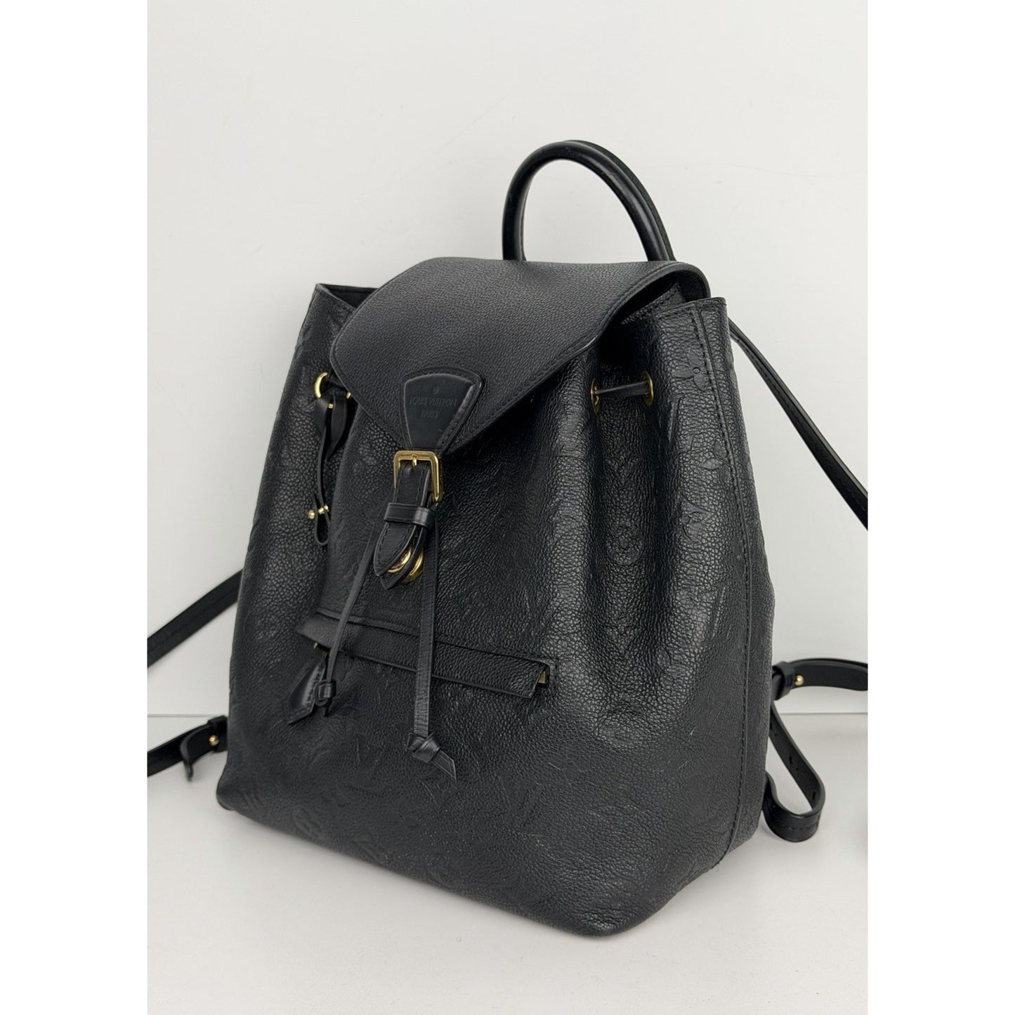 Louis Vuitton Montsouris PM Backpack Black Monogram Empreinte Leather NFC E-6