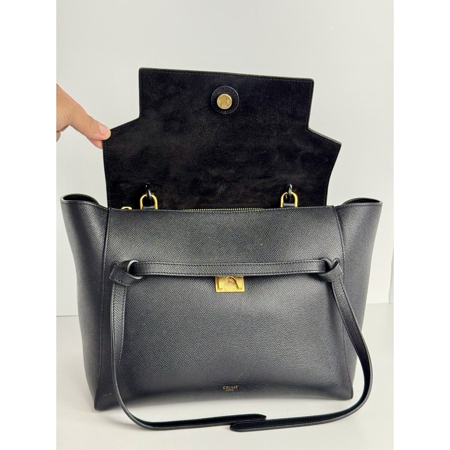 Celine Belt Bag in Black Grained Leather D-6