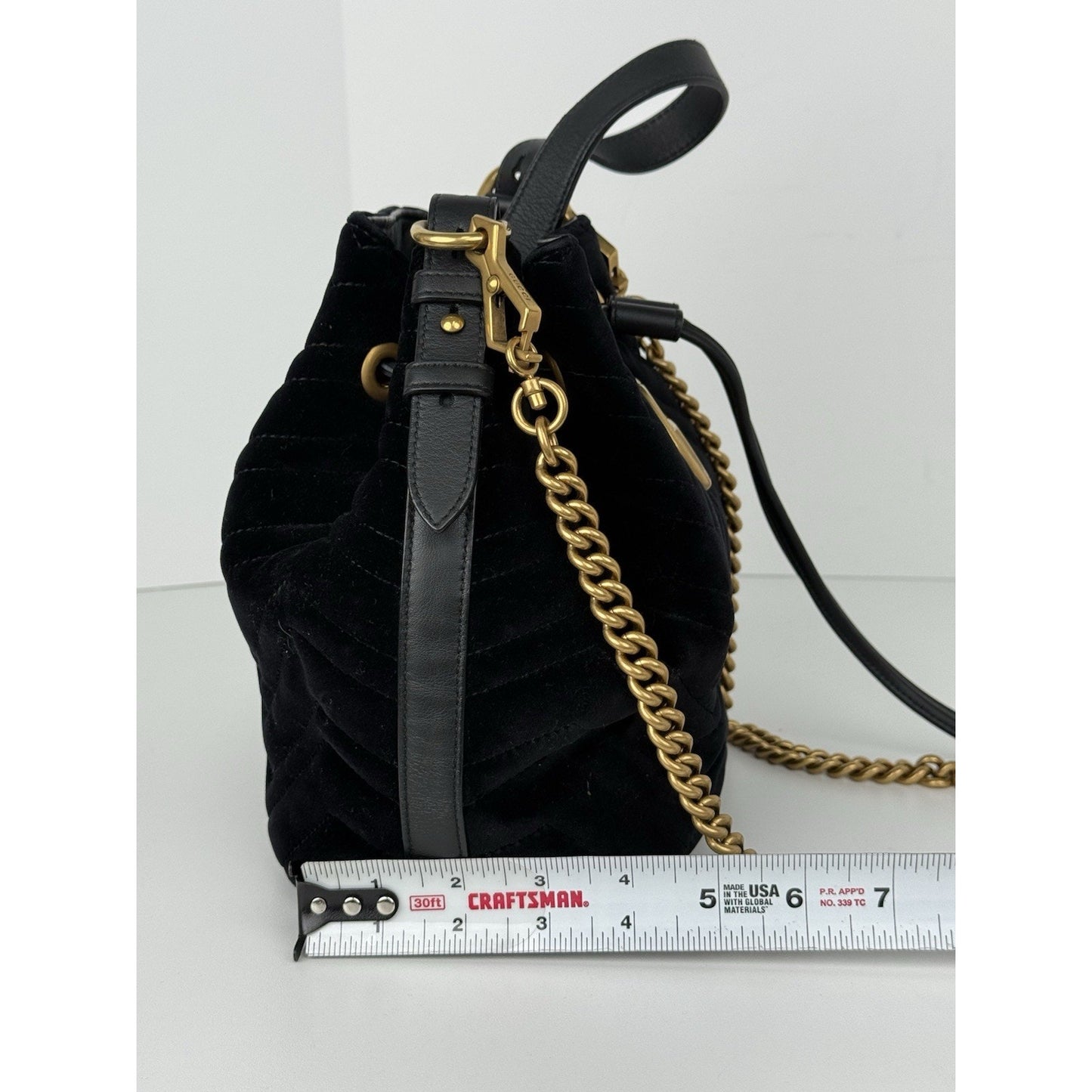 Gucci GG Marmont Bucket Bag Matelasse Black Velvet