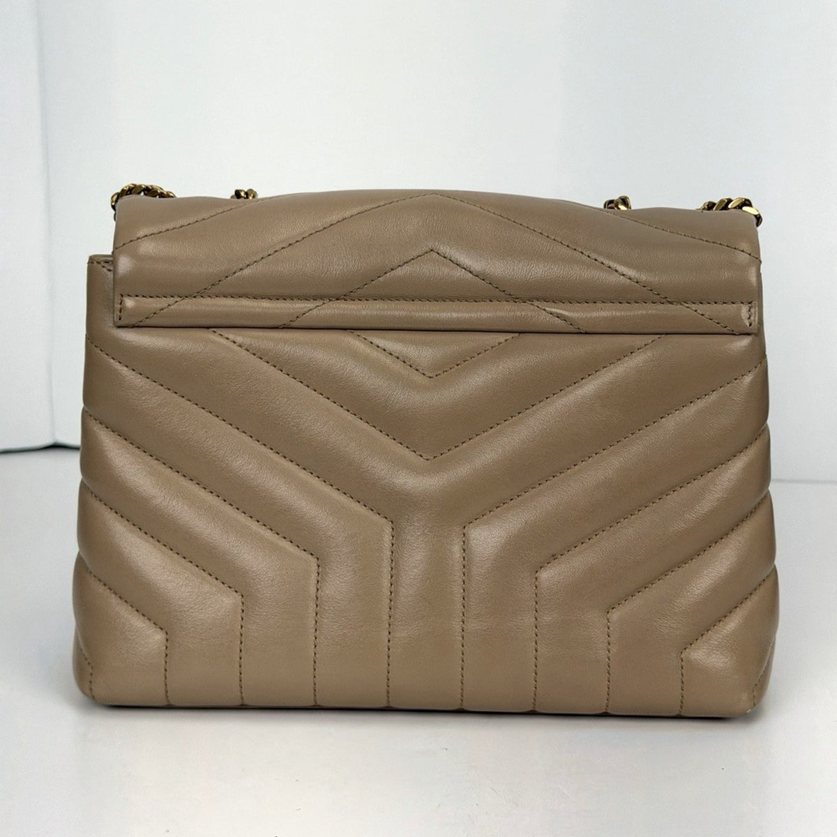 Saint Laurent Loulou Small Shoulder Bag in Beige Calfskin Quilted Leather S20