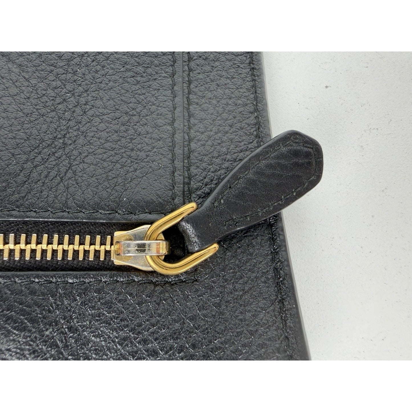 Prada Vitello Grain Envelope Wallet in Black Leather and Gold-Tone Hardware