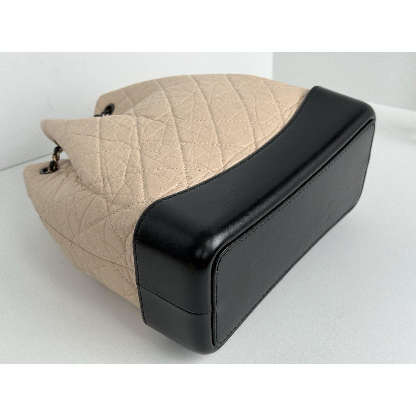 Chanel Gabrielle Small Backpack Aged Calfskin Beige and Black B-7