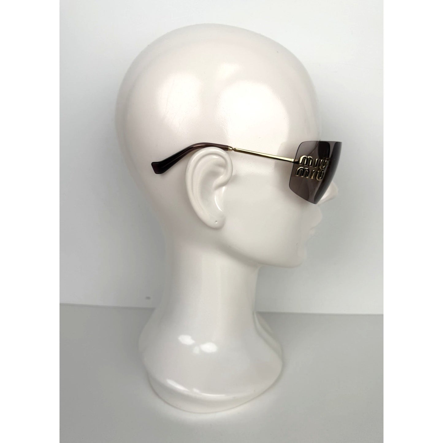 Miu Miu Aube MU 54YS Sunglasses in Gold-Tone Frame & Mauve Lenses S