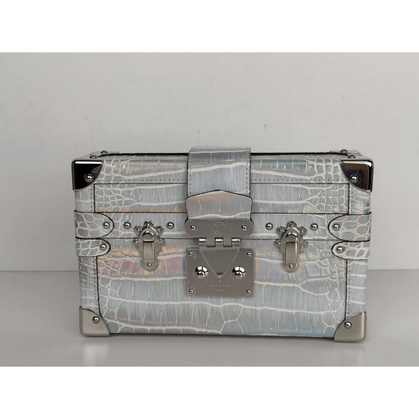 Louis Vuitton PM Bag Iridescent Silver Alligator Leather Microchipped E1
