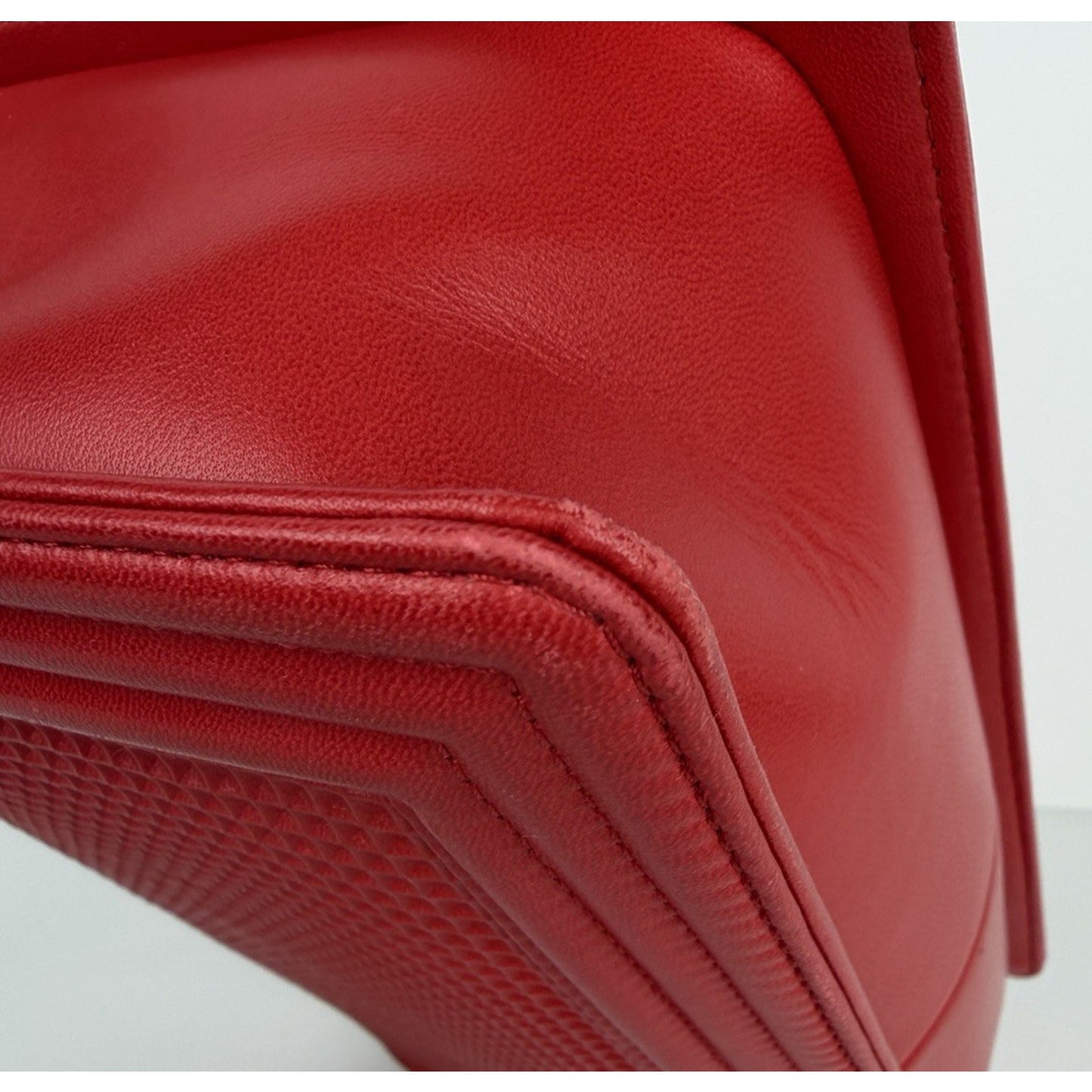 Chanel Cube Boy Flap Bag Medium in Red Embossed Lambskin Leather 2013-2014 B6