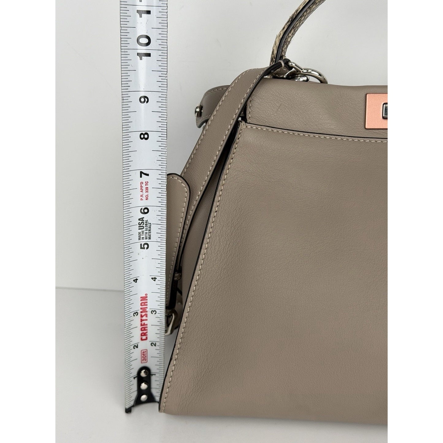 Fendi Peekaboo Python-Trimmed Medium in Taupe Leather for Women B6