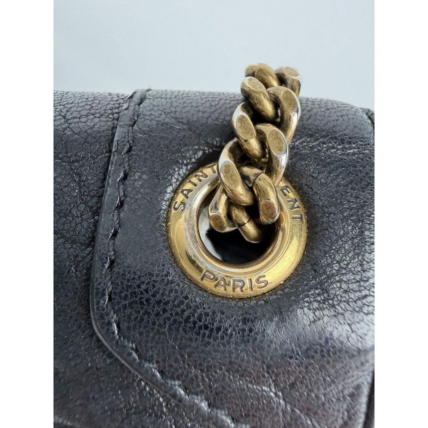 Saint Laurent Niki Mini Shoulder Bag in Black Crinkled Vintage Leather B-6