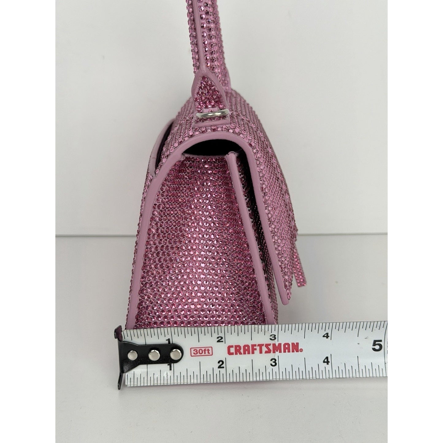 Balenciaga Strass Suede Hourglass Top Handle Bag XS in Pink B1