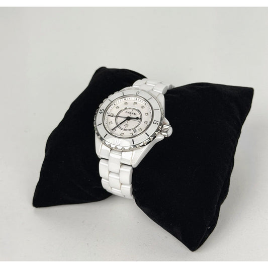 Chanel Watch J12 H1628 White Ceramic Quartz Diamond Hour Markers