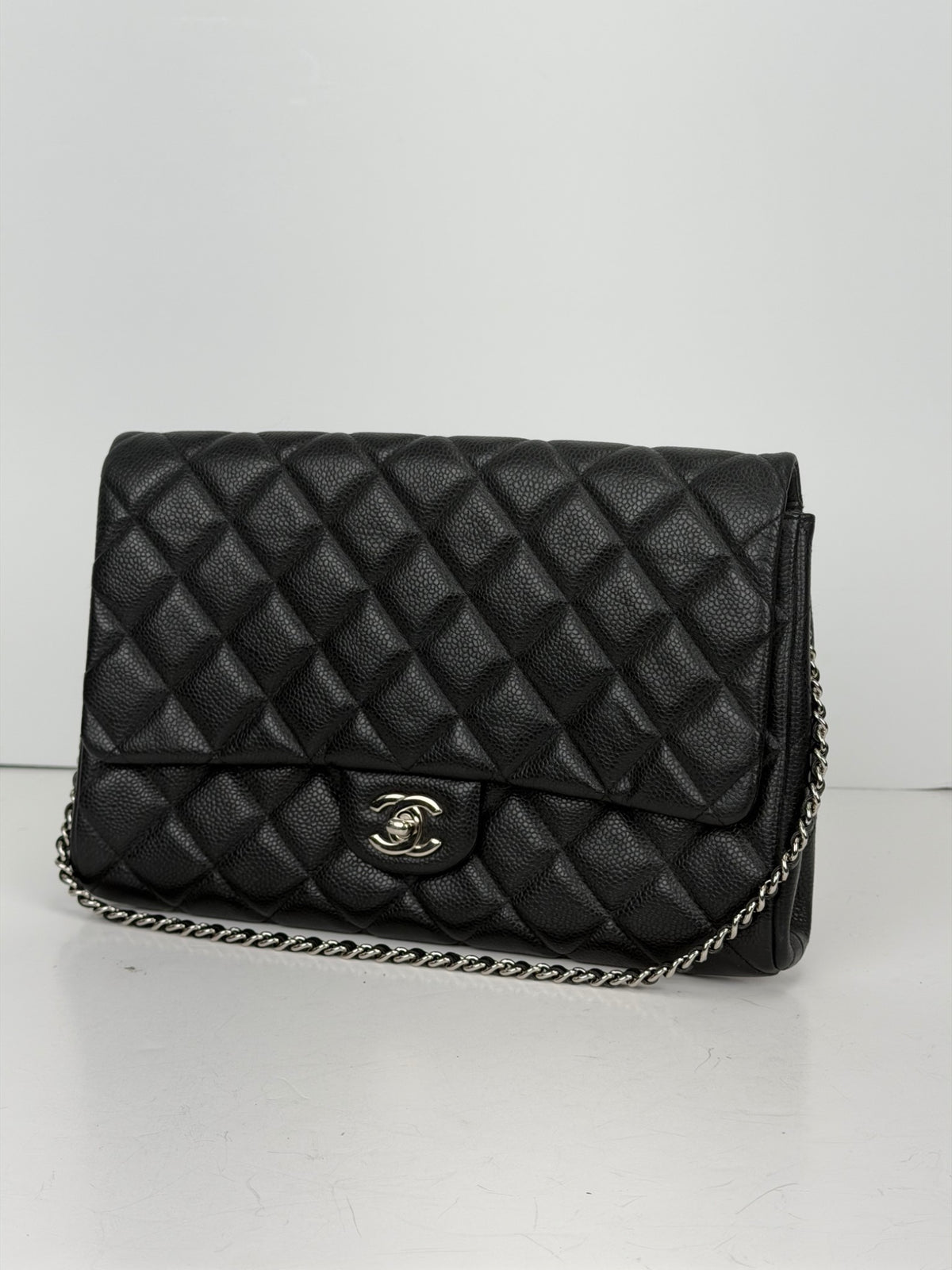 Chanel Black Caviar Quilted Wallet on Chain YC3