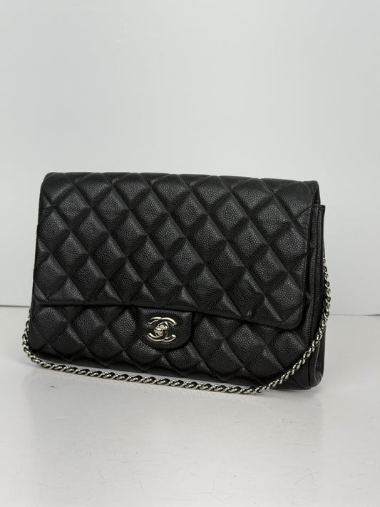 Chanel Black Caviar Quilted Wallet on Chain YC3