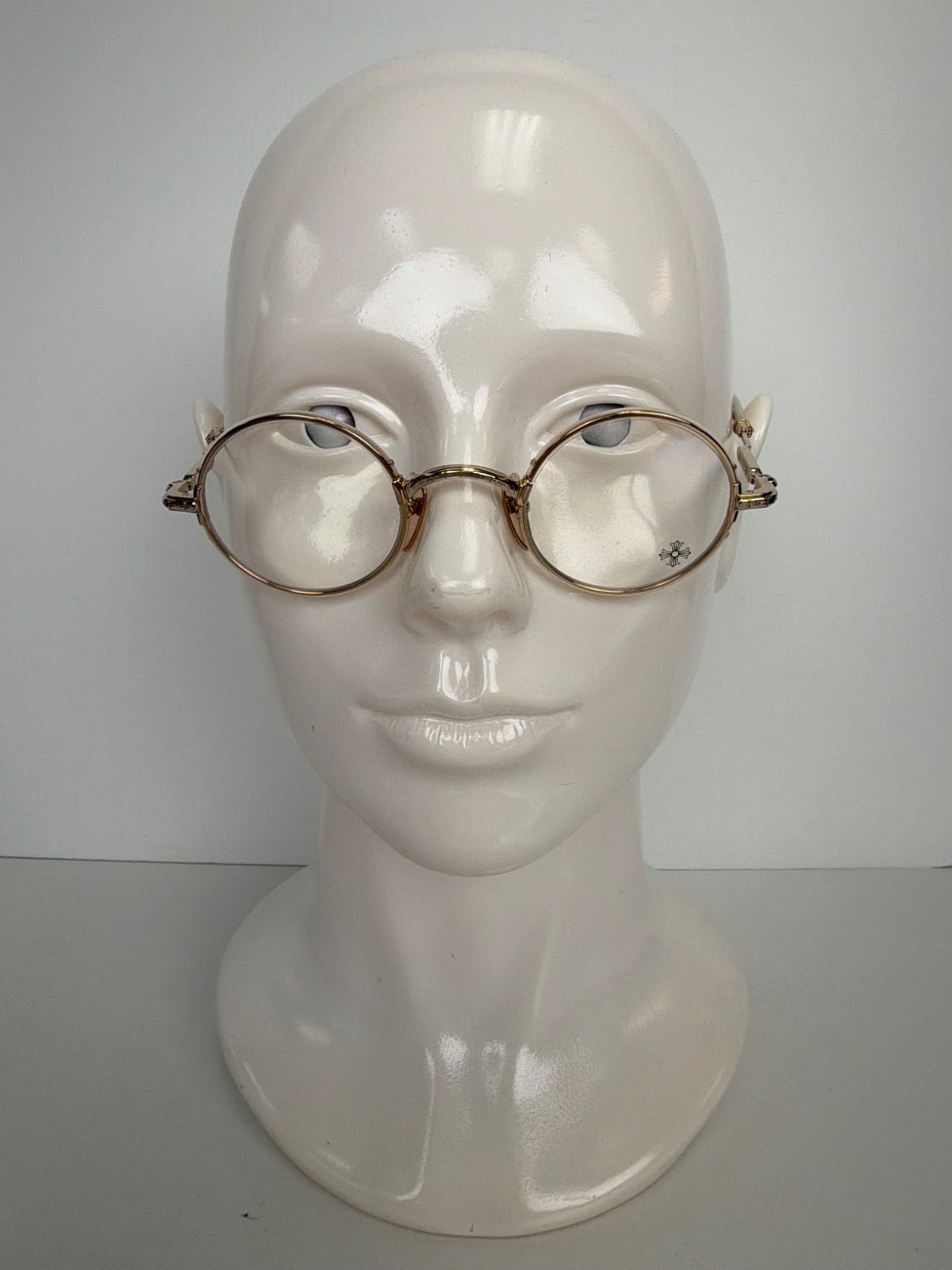 Chrome Hearts BUBBA-A round eyeglasses in gold with clear lenses