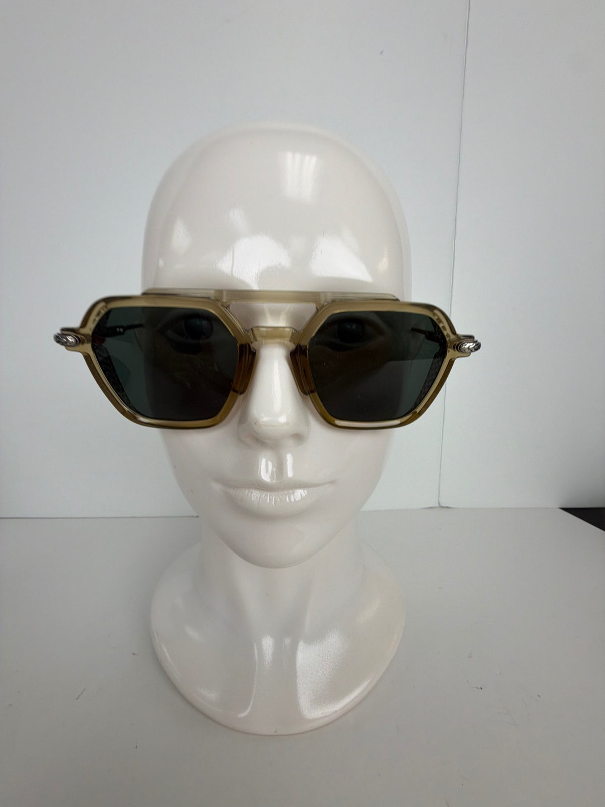 Chrome Hearts Trypoleagain sunglasses in translucent beige with dark tinted lenses