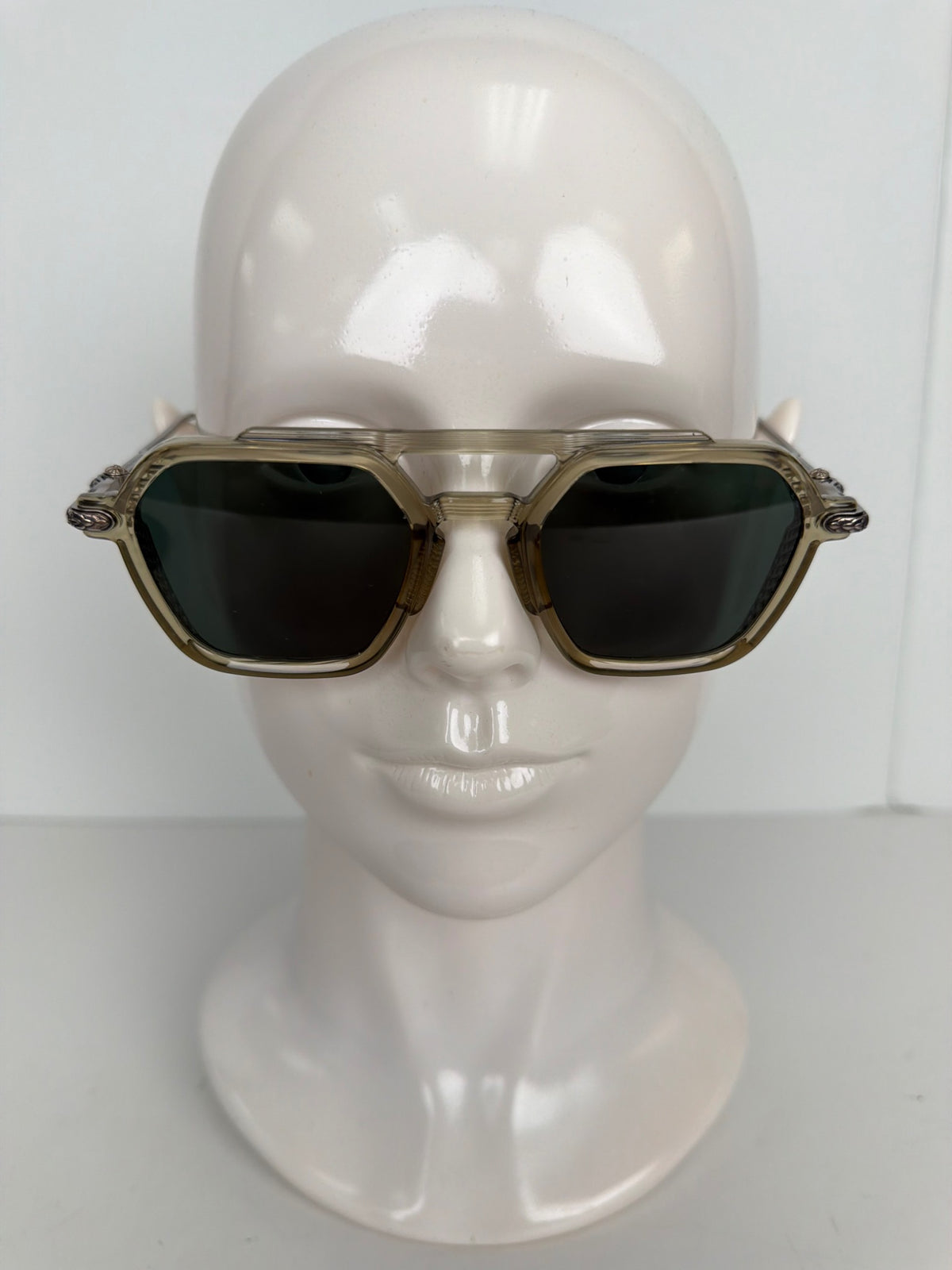 Chrome Hearts Zipher translucent beige sunglasses with dark lenses