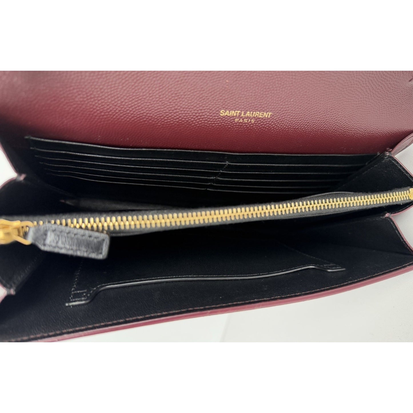 Saint Laurent Cassandra Medium Chain Shoulder Bag Burgundy Leather S2