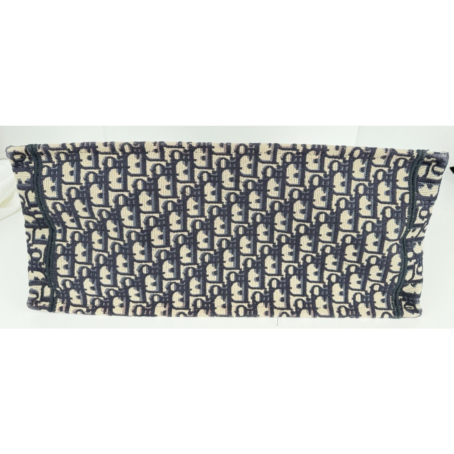 Christian Dior Oblique Book Tote Large Bag in Blue Beige Embroidered Canvas D9