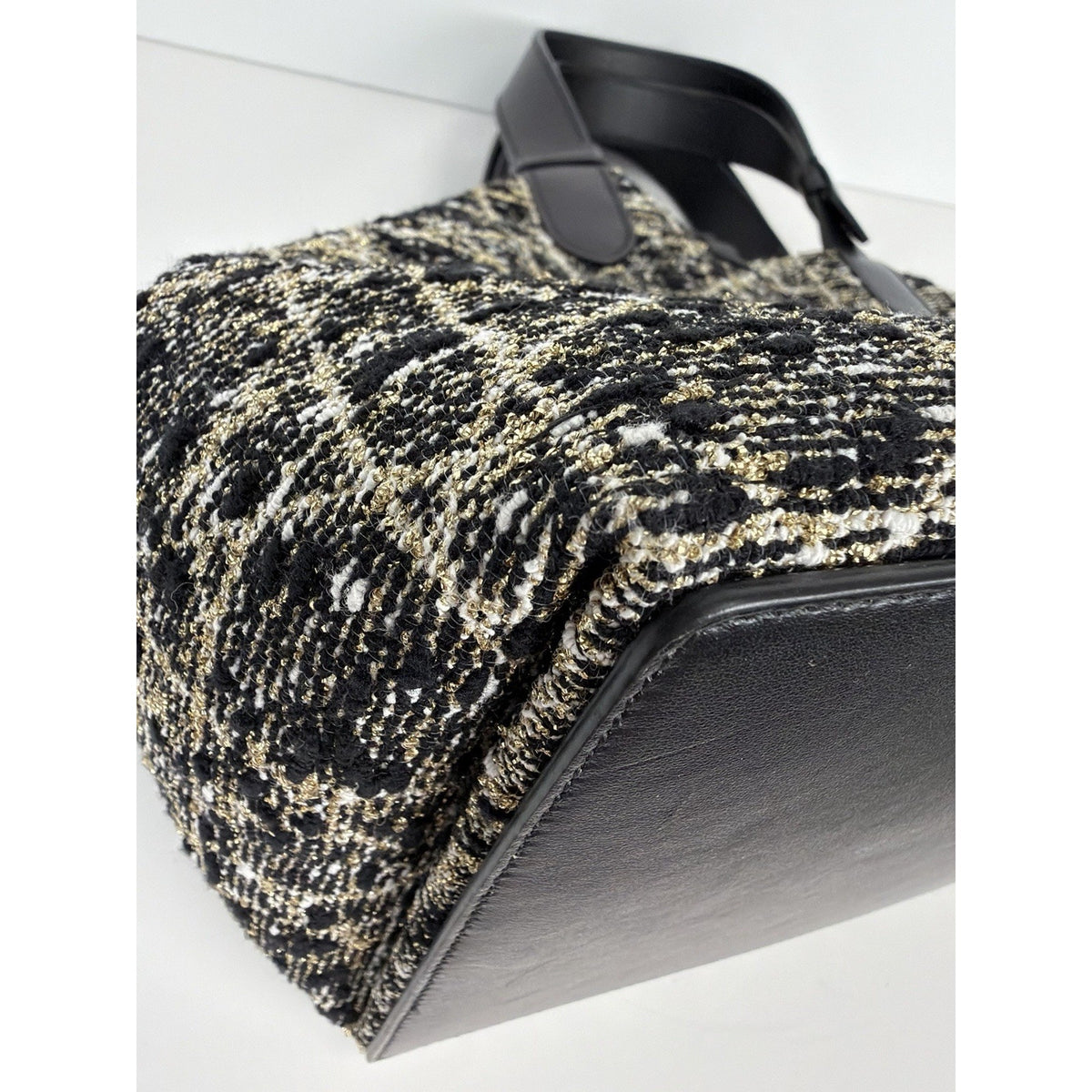 Dior Toujours Top Handle Bag Medium in Black White & Gold Cannage Tweed 2024 F-3