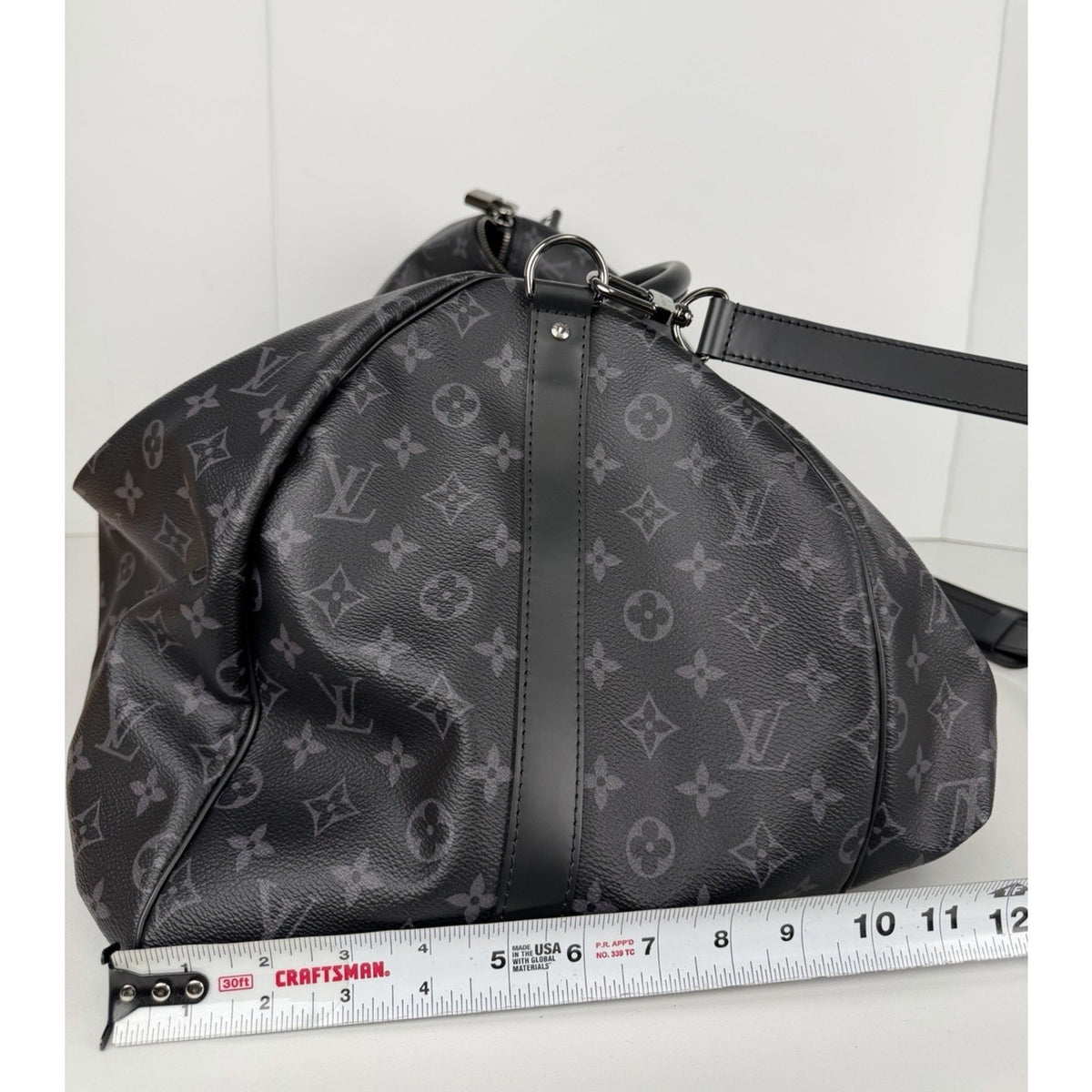 Louis Vuitton Keepall Bandouliere 55 Duffle Bag in Black Coated Canvas NFC E2