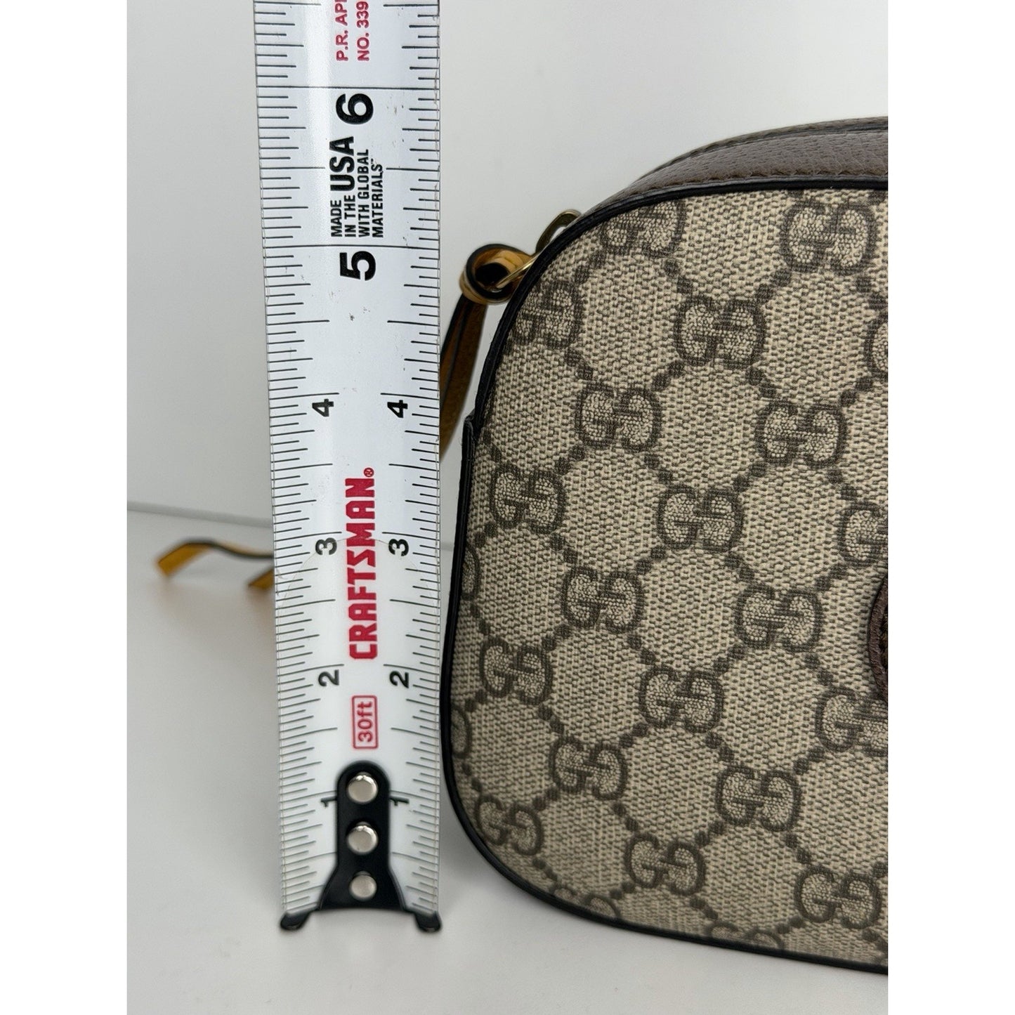 Gucci Neo Vintage GG Supreme Camera Messenger Bag Coated Canvas & Leather Tag S