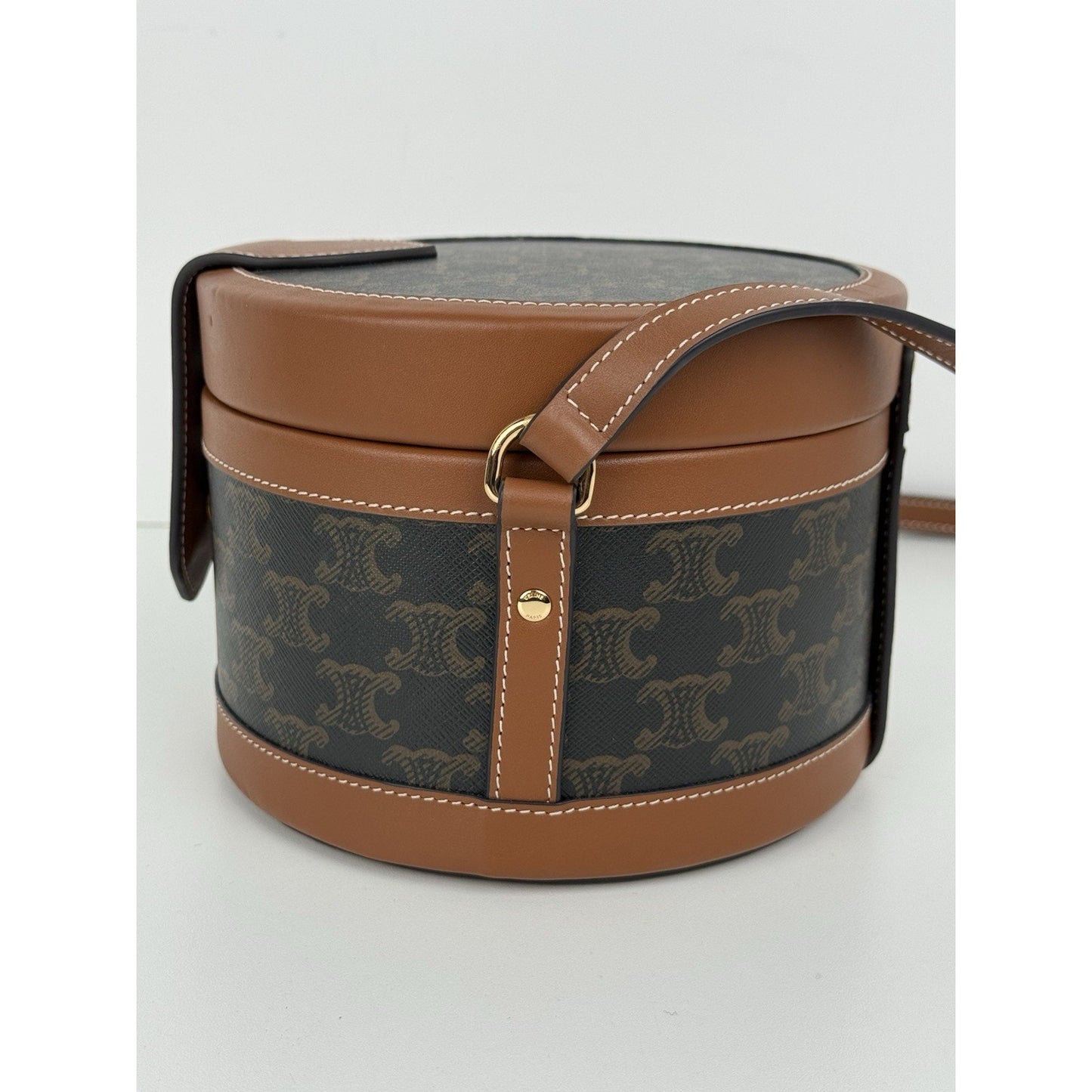 Celine Triomphe Tambour Brown Leather Shoulder Bag
