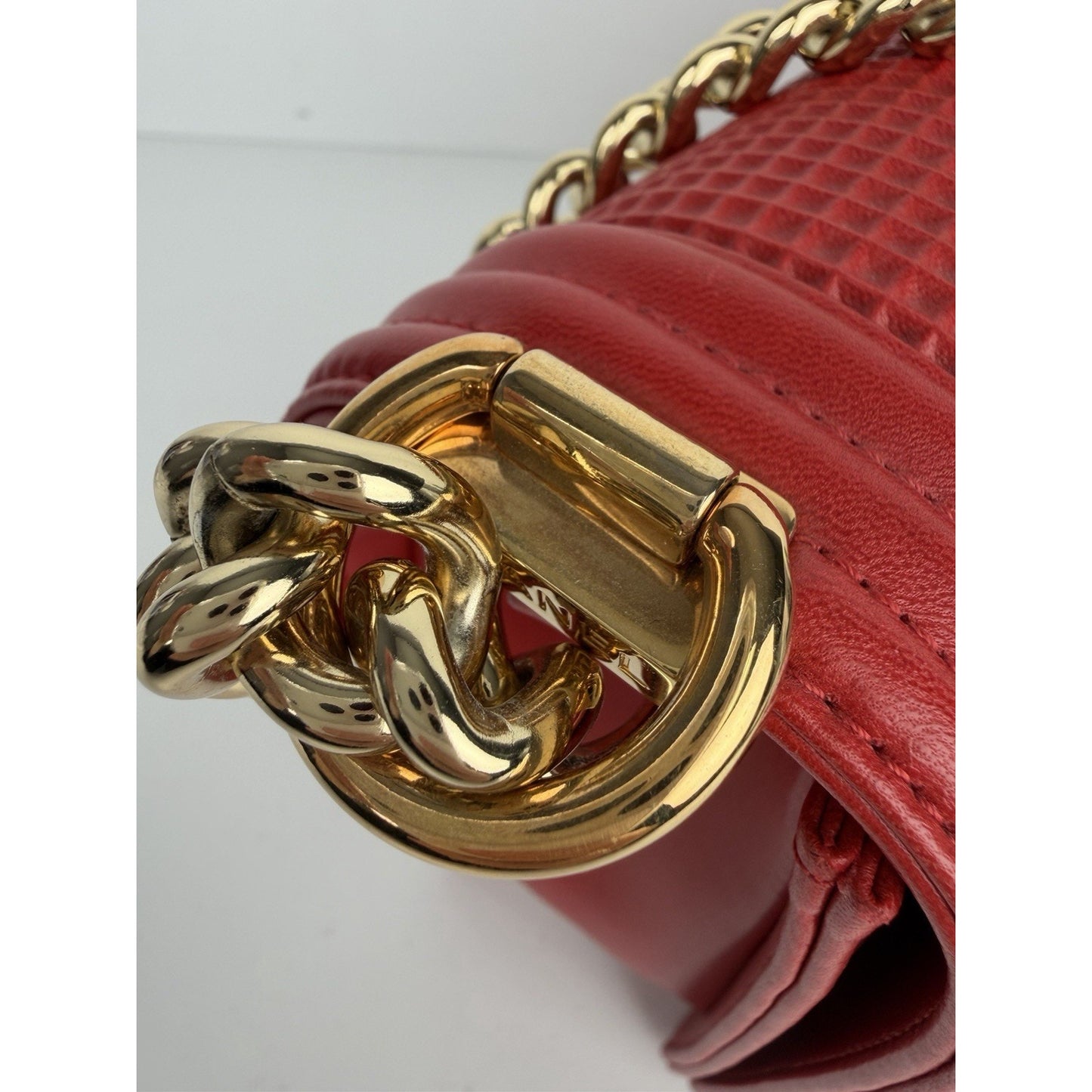 Chanel Cube Boy Flap Bag Medium in Red Embossed Lambskin Leather 2013-2014 B6